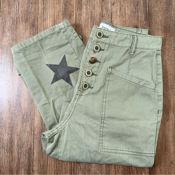 Pistola Tammy High Waist Star Print Trousers 26 Exposed Button Pants Relaxed Fit - Picture 3 of 11